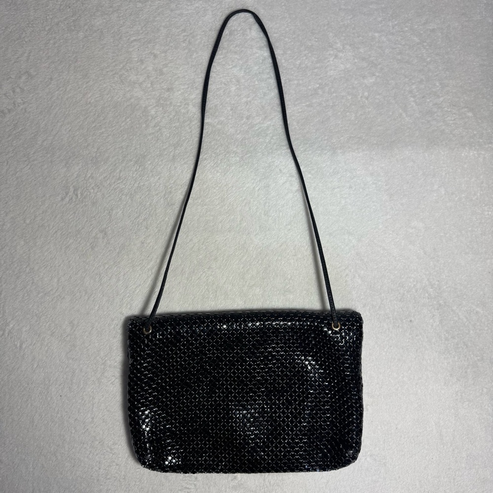 Whiting & Davis Black Mesh Shoulder Bag with strap ,trendy ,evening purse/clutch - Picture 3 of 7
